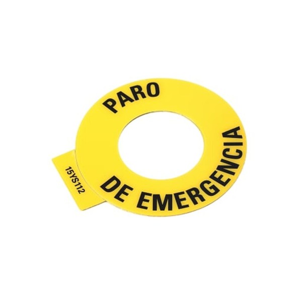 Etiqueta parada de emergencia 60mm amarillo inscripción negro español