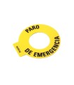 Etiqueta parada de emergencia 60mm amarillo inscripción negro español