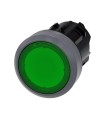 PULSADOR ILUMINADO, 22MM, REDONDO, PLASTICO C/ANILLO FRONT. METAL, VERDE, BOTON, RASANTE MOMENTANEO 3SU1031-0AB40-0AA0