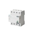 Interruptor diferencial 5SV, 70mm, clase AC,  4 polos, 25A, 30mA