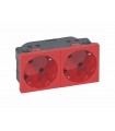 Toma 2x2P + TT lateral rojo MOSAIC-II 077272