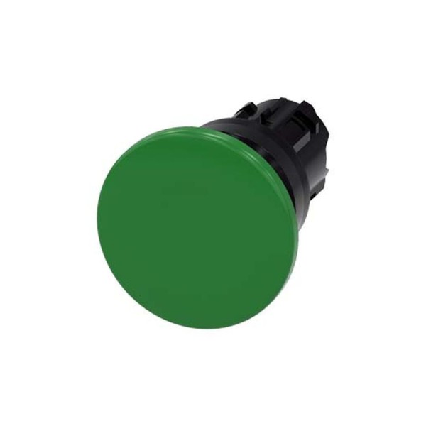 PULSADOR DE SETA, 22MM, REDONDO, PLASTICO, VERDE, 40MM, MOMENTANEO 3SU10001BD400AA0