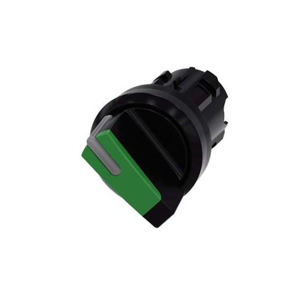 SELECTOR, ILUMINABLE, 22MM, REDONDO, PLASTICO, VERDE, MANILLA, CORTA, 2 POSICIONES O-I, SOSTENIDO, ANGULO 90 GRADOS, 10:30H/13:3