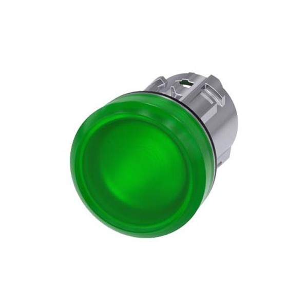 LAMPARA DE SENALIZACION, 22MM, REDONDO, METAL, BRILLANTE, VERDE, LINSE, GLATT