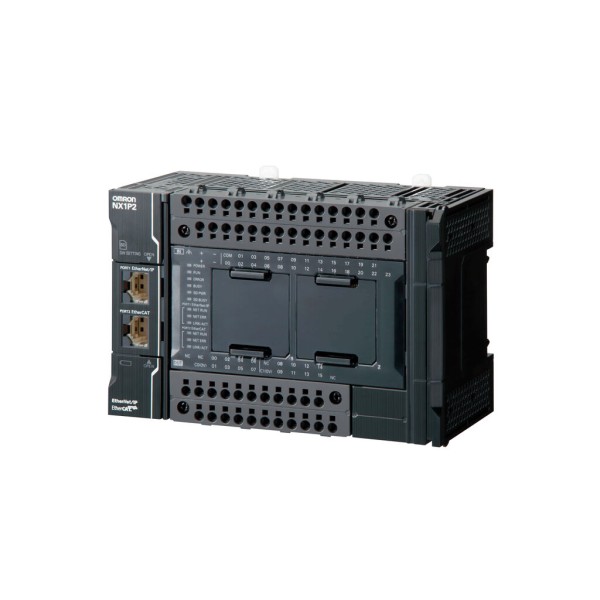 CPU Sysmac NX1P con 40 E/S de transistor digitales (NPN), 1 MB de memoria, EtherCAT (0 servoejes, 2 ejes PTP, 8 nodos Et