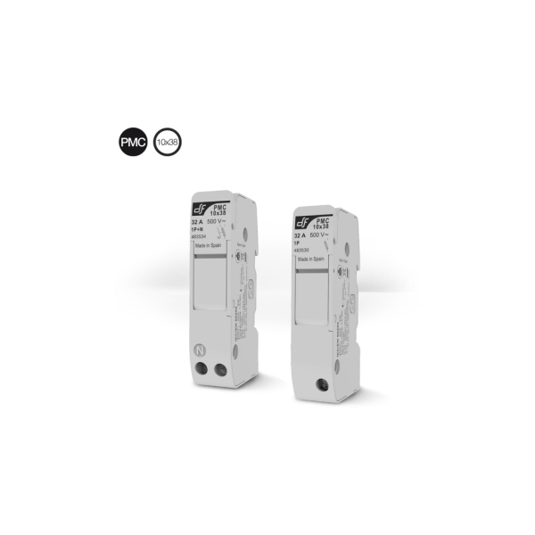 Base portafusible PMC 10x38 2 módulos 1P+N sin indicador 483536