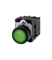 PULSADOR ILUMINADO, 22MM, REDONDO, PLASTICO, VERDE, BOTON, RASANTE, MOMENTANEO, CON SOPORTE, 1NA, MODULO LED, CON LED INTEGRADO