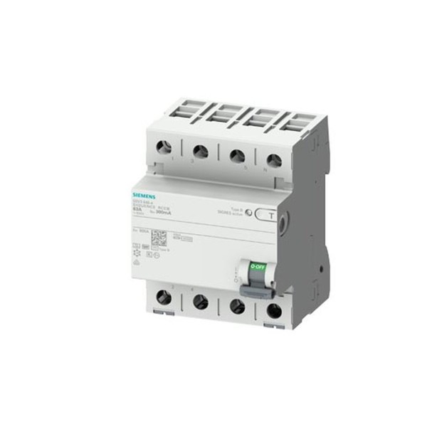 INTERRUPTOR DIFERENCIAL, 4 POLOS, TIPO B, CON RETARDO BREVE, ENTRADA: 63 A, 300 MA, UN AC: 400 V 5SV36464