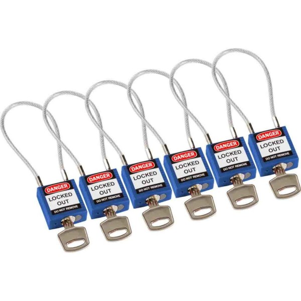 Safety Padlocks - Compact Cable Compact Cable Padlock Blue 20cm KA/6PK