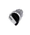 SELECTOR, ILUMINABLE, 22MM, REDONDO, METAL, BRILLANTE, NEGRO, BLANCO, MANILLA, CORTA, 2 POSICIONES O-I, MOMENTANEO, ANGULO 45 GR