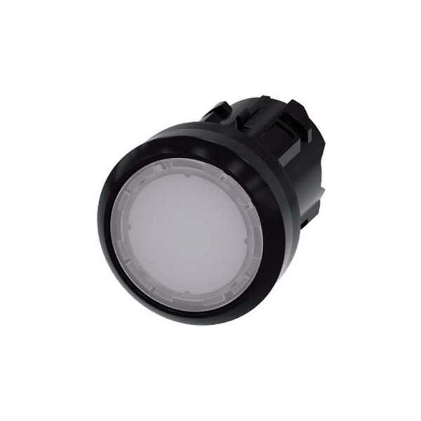 PULSADOR ILUMINADO, 22MM, REDONDO, PLASTICO, BLANCO, BOTON, RASANTE MOMENTANEO