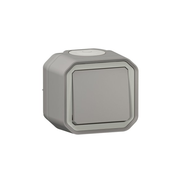 Pulsador NA Plexo monobloc de superficie, 10A, gris