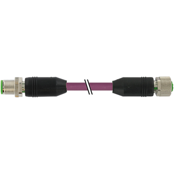 Conector M12 M 0° / M12 H 0° codificado B PUR AWG24+AWG22 apantallado violeta UL/CSA + cadena portacable 0,2m