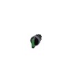 SELECTOR, ILUMINABLE, 22MM, REDONDO, PLASTICO C/ANILLO FRONT. METAL, VERDE, MANILLA, CORTA, 3 POSICIONES I-O-II, MOMENTANEO, ANG