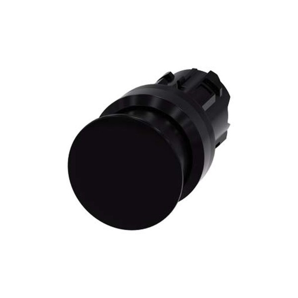 PULSADOR DE SETA, 22MM, REDONDO, PLASTICO, NEGRO, 30MM, MOMENTANEO