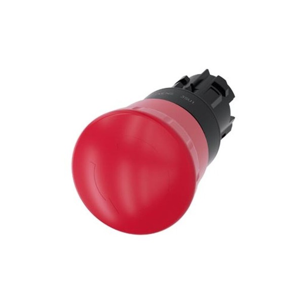 PULSADOR DE SETA PARO EMERG., 22MM, REDONDO, PLASTICO, ROJO, 40MM, ENCLAVAMIENTO FORZADO, DESENCLAVAMIENTO POR GIRO