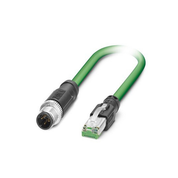 AT5 (100MBit/s) 4 polos PUR/FRNC sin halógenos verde RAL 6018 apantallado conector recto M12/IP67 codificación D a conector rect